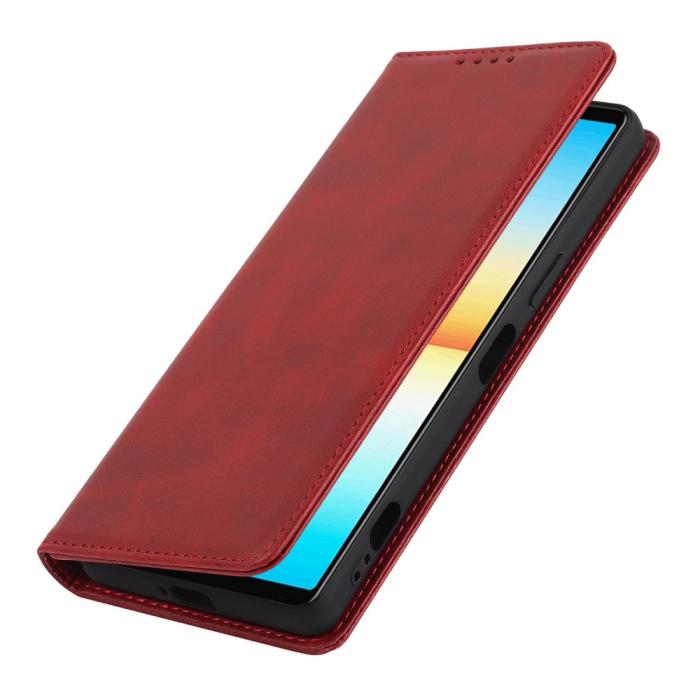 Bild 5,  Sony Xperia 10 IV Fodral Flip Läder Röd - Teknikhallen.se