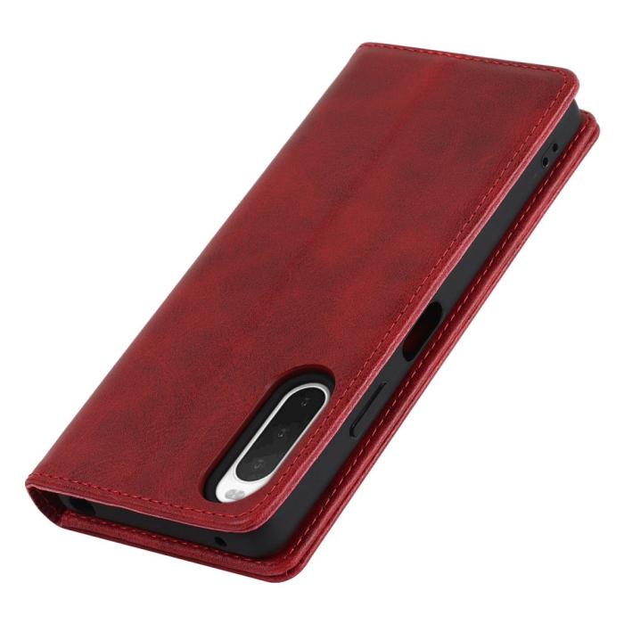 Bild 6,  Sony Xperia 10 IV Fodral Flip Läder Röd - Teknikhallen.se