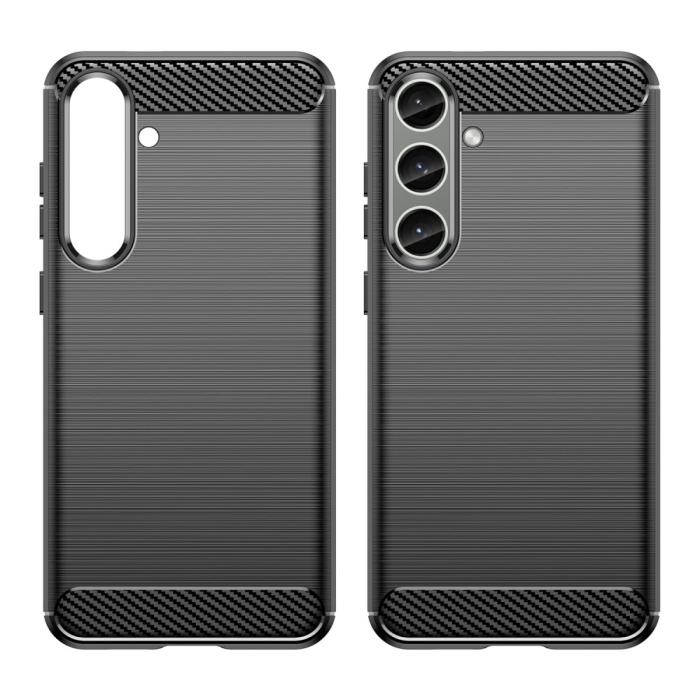 Bild 2,  Samsung Galaxy S25 Plus / S24 Plus Skal Borstad Stål Textur Svart - Teknikhallen.se