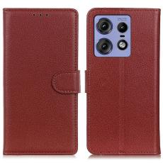  Motorola Edge 50 Pro 5G Fodral Litchi L&auml;der Brun - Teknikhallen.se