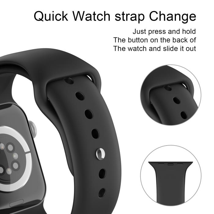 Bild 4, ColorPop Apple Watch 38/40/41/42 mm Silikon Armband (M/L) Svart - Teknikhallen.se