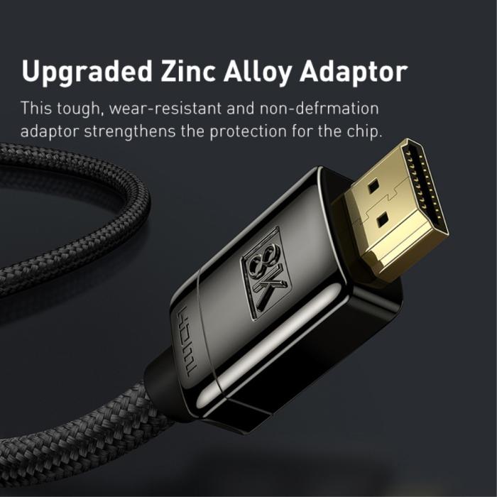 Bild 5, BASEUS Baseus 3m 8K HD 60Hz HDMI - HDMI Nylon Kabel Svart - Teknikhallen.se