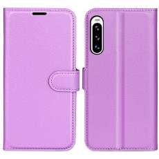  Sony Xperia 10 V Litchi Pl&aring;nboksfodral Lila - Teknikhallen.se