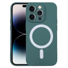  iPhone 15 Pro Max Skal MagSafe Liquid Silikon M&ouml;rk Gr&ouml;n - Teknikhallen.se