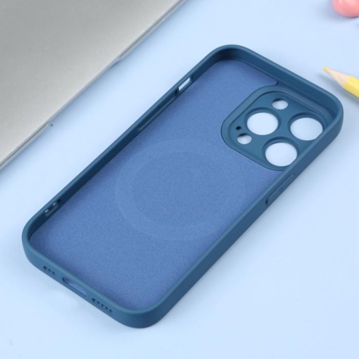 Bild 4,  iPhone 15 Pro Max Skal MagSafe Liquid Silikon Blå - Teknikhallen.se