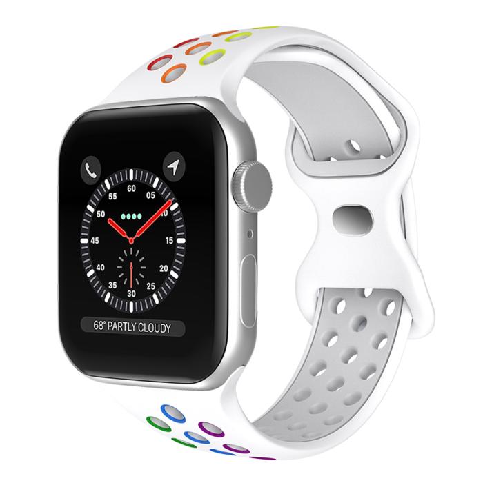 Bild 2, ColorPop Sportarmband Dual-Color Apple Watch 42/41/40/38 mm (M/L) Pride - Teknikhallen.se