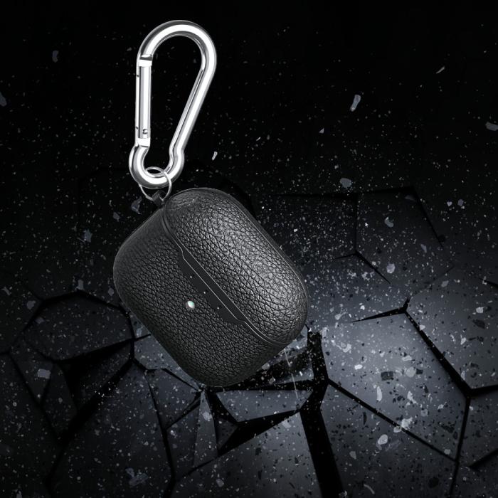 Bild 2,  AirPods 3 Skal TPU Litchi Textur Karbinhake Blå - Teknikhallen.se