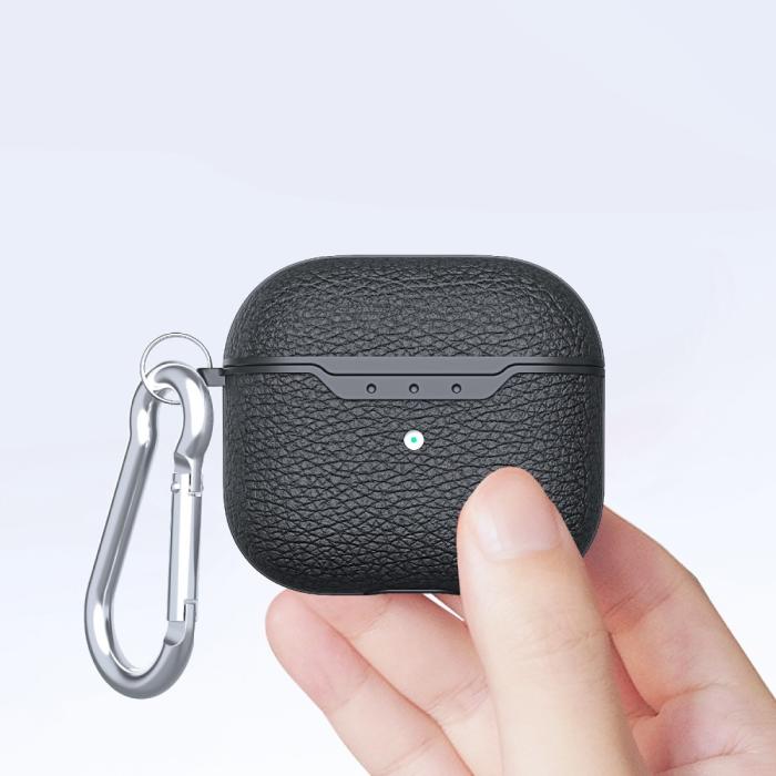 Bild 4,  AirPods 3 Skal TPU Litchi Textur Karbinhake Blå - Teknikhallen.se