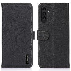 KHAZNEH KHAZNEH Galaxy A14 4G/5G Fodral Litchi &Auml;kta L&auml;der Svart - Teknikhallen.se