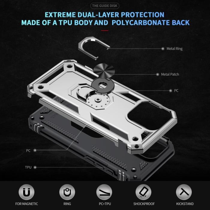 Bild 5,  iPhone 16 Pro Max Skal Shockproof Hybrid Ring Silver - Teknikhallen.se