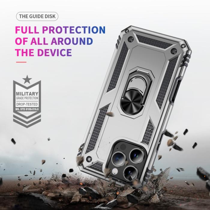 Bild 6,  iPhone 16 Pro Max Skal Shockproof Hybrid Ring Silver - Teknikhallen.se