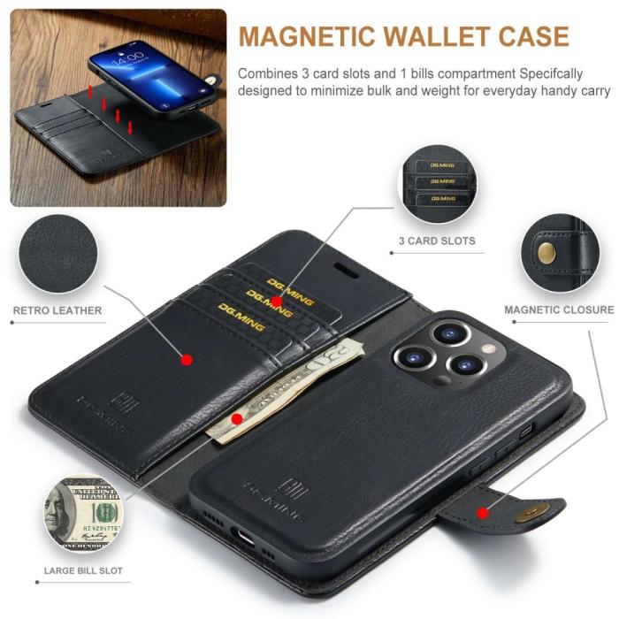 Bild 5, DG.MING DG.MING iPhone 14 Pro 2in1 Magnet Fodral / Skal Svart - Teknikhallen.se