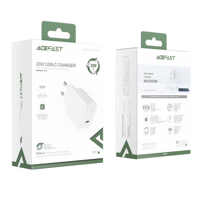 Bild 4, Acefast Acefast 20W PD USB-C Snabbladdare Väggladdare Vit - Teknikhallen.se