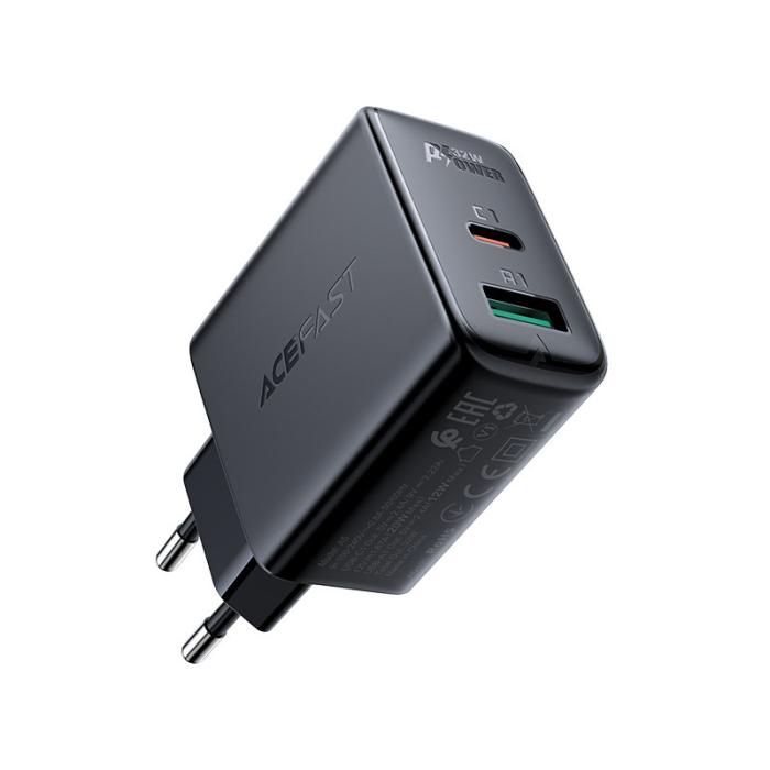 Bild 2, Acefast Acefast 32W PD PPS QC USB-C / USB-A Väggladdare Svart - Teknikhallen.se