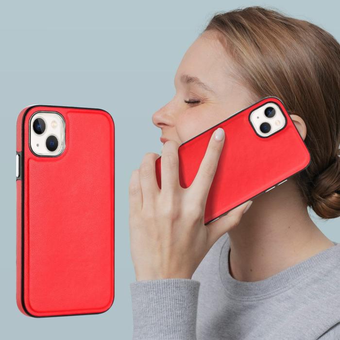 Bild 5,  iPhone 15 Skal Läderbelagt Röd - Teknikhallen.se