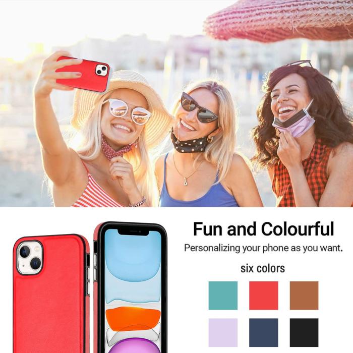 Bild 6,  iPhone 15 Skal Läderbelagt Röd - Teknikhallen.se