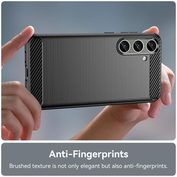 Bild 5,  Samsung Galaxy S25 Plus / S24 Plus Skal Borstad Stål Textur Svart - Teknikhallen.se