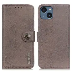 KHAZNEH KHAZNEH iPhone 15 Plus Fodral L&auml;der Khaki - Teknikhallen.se