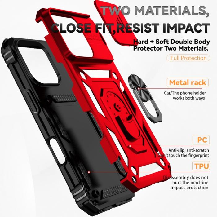 Bild 6,  iPhone 16 Pro Max Skal CamShield Ring Hybrid Röd - Teknikhallen.se