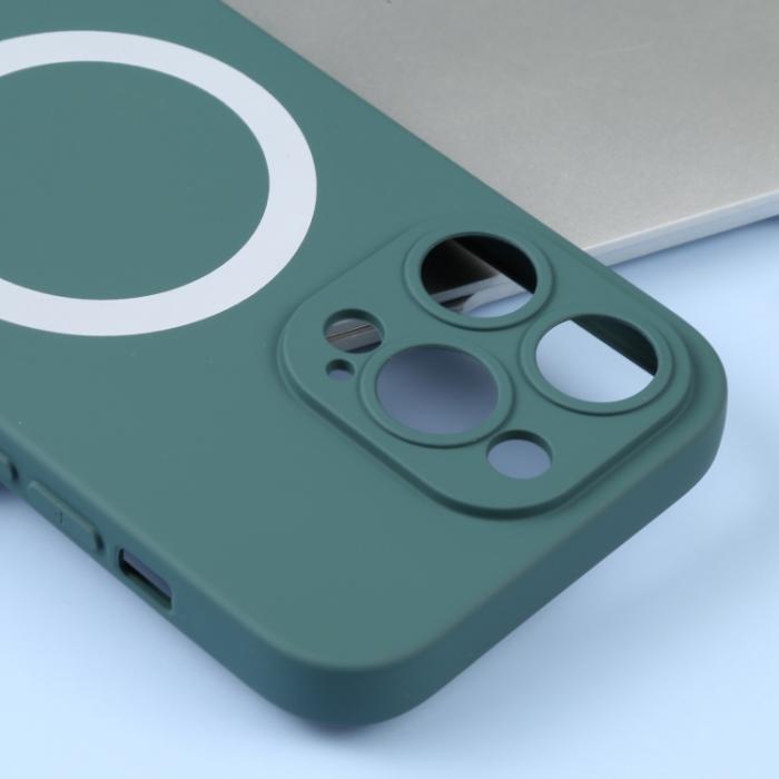Bild 5,  iPhone 15 Pro Max Skal MagSafe Liquid Silikon Mörk Grön - Teknikhallen.se