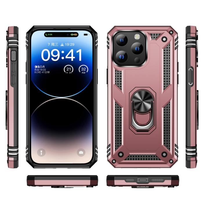Bild 2,  iPhone 15 Pro Skal Hybrid Armor Ring Roséguld - Teknikhallen.se