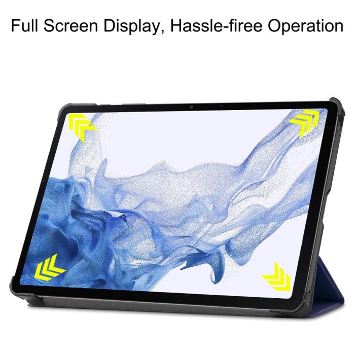 Bild 3,  Samsung Galaxy Tab S9 Fodral Tri-Fold Läder Blå - Teknikhallen.se