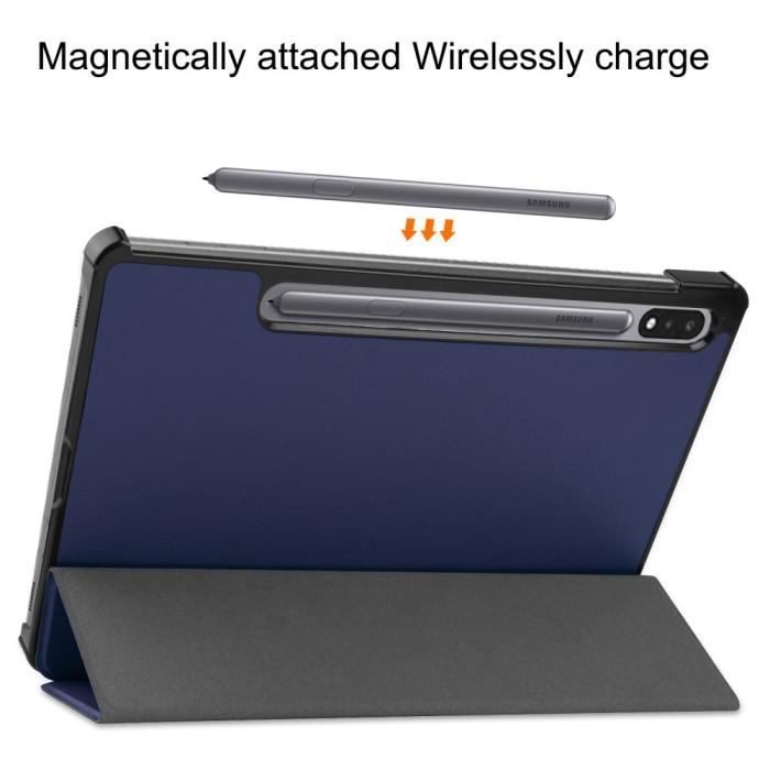 Bild 4,  Samsung Galaxy Tab S9 Fodral Tri-Fold Läder Blå - Teknikhallen.se
