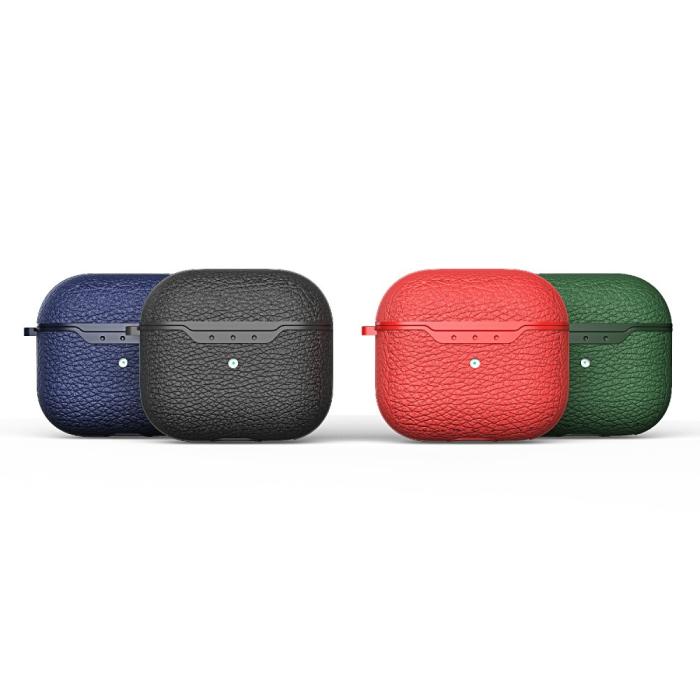 Bild 6,  AirPods 3 Skal TPU Litchi Textur Karbinhake Blå - Teknikhallen.se