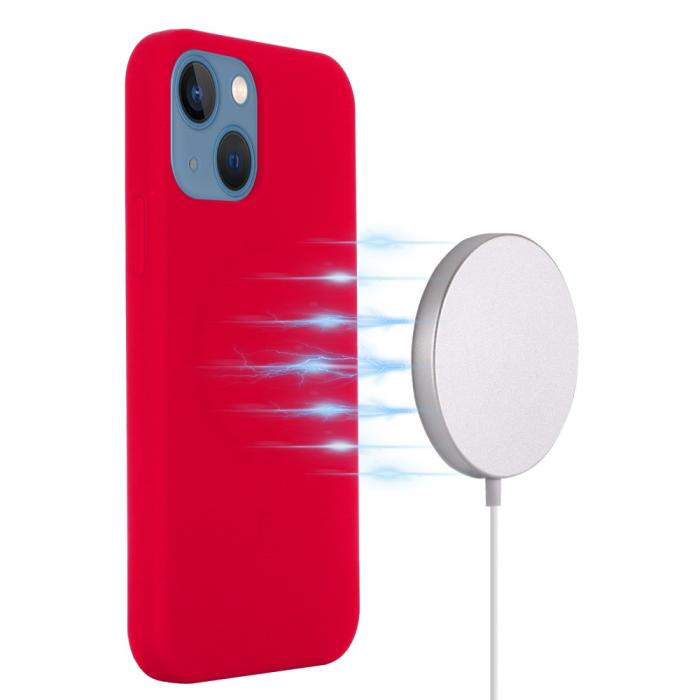 Bild 3,  iPhone 13 Mini - MagSafe Liquid Silikon Skal - Röd - Teknikhallen.se