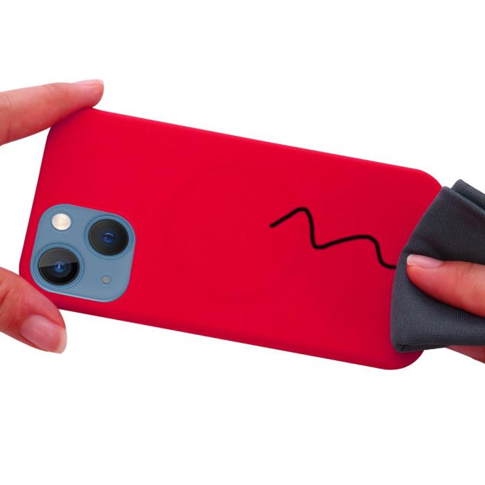 Bild 5,  iPhone 13 Mini - MagSafe Liquid Silikon Skal - Röd - Teknikhallen.se