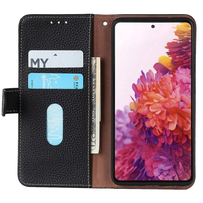 Bild 2, KHAZNEH KHAZNEH Galaxy A14 4G/5G Fodral Litchi Äkta Läder Svart - Teknikhallen.se
