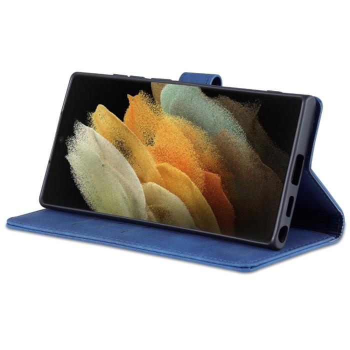 Bild 4, AZNS AZNS Samsung Galaxy S22 Ultra Fodral Läder Blå - Teknikhallen.se