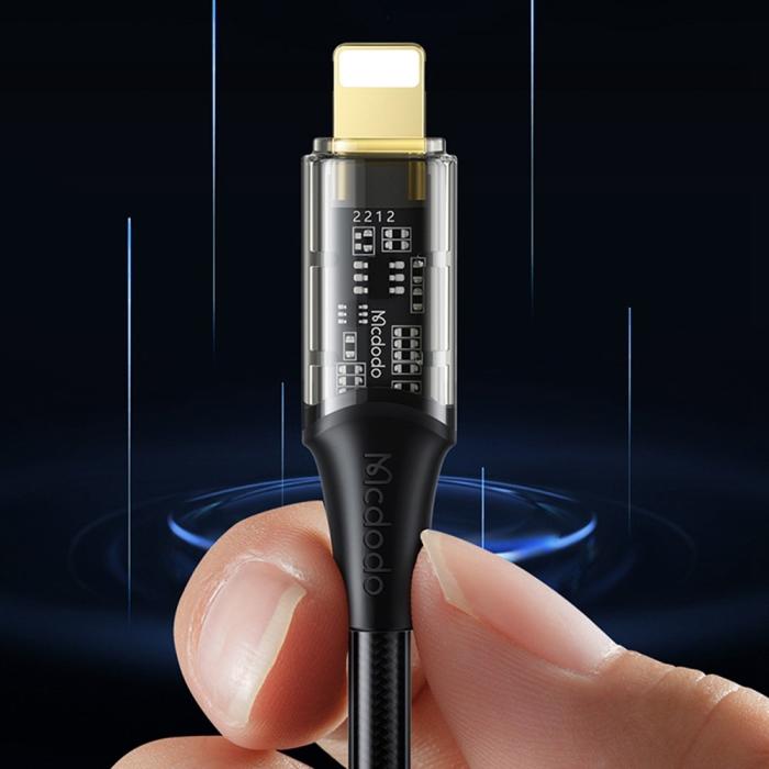 Bild 3, MCDODO Mcdodo 1.8m 36W PD USB-C - Lightning Kabel Svart - Teknikhallen.se