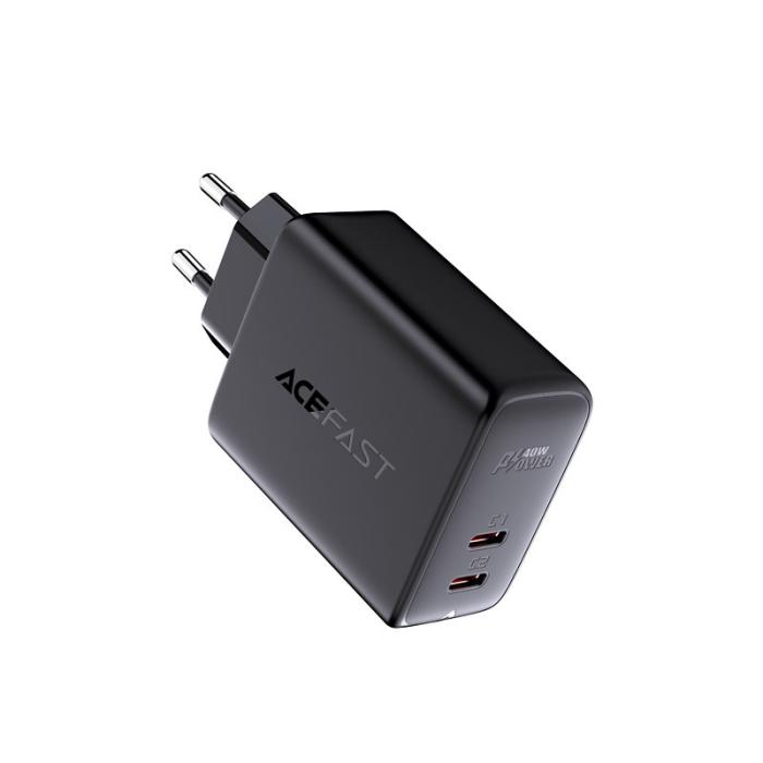 Bild 2, Acefast Acefast 40W PD QC PPS 2x USB-C Väggladdare Svart - Teknikhallen.se