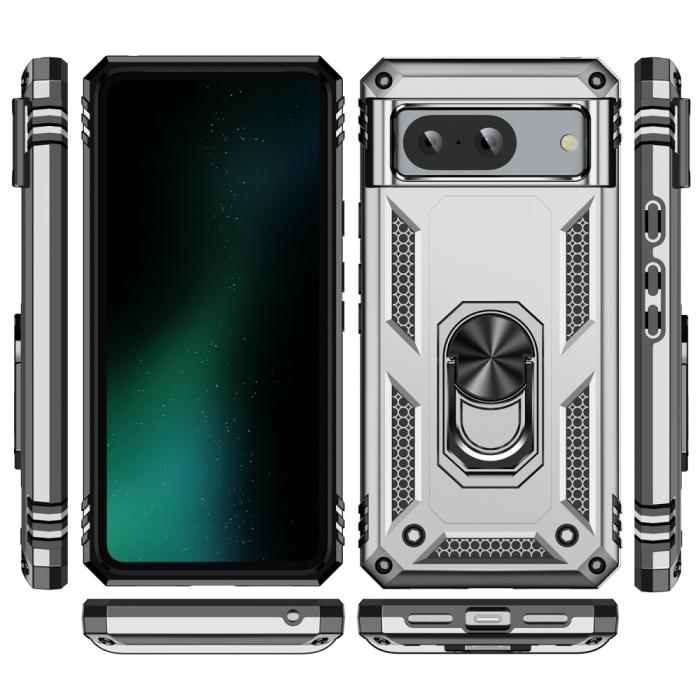 Bild 2,  Google Pixel 8 Skal Armor Ring Hybrid Silver - Teknikhallen.se