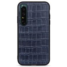  Sony Xperia 1 IV Skal &Auml;kta L&auml;der Krokodil Textur Bl&aring; - Teknikhallen.se