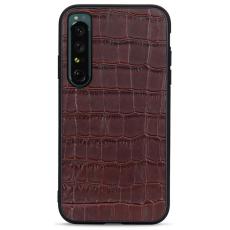  Sony Xperia 1 IV Skal &Auml;kta L&auml;der Krokodil Textur Brun - Teknikhallen.se