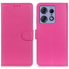  Motorola Edge 50 Pro 5G Fodral Litchi L&auml;der Rosa - Teknikhallen.se