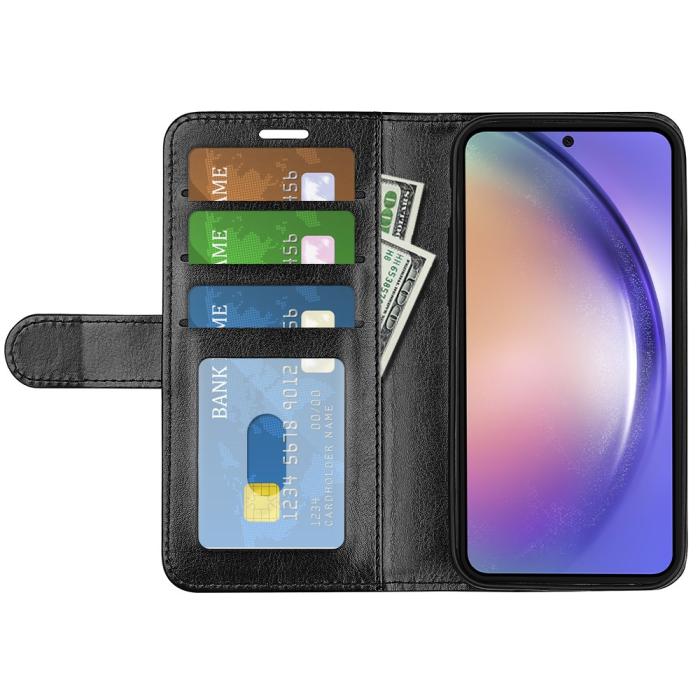 Bild 2,  Samsung Galaxy A55 5G Fodral Crazy Horse Läder Svart - Teknikhallen.se