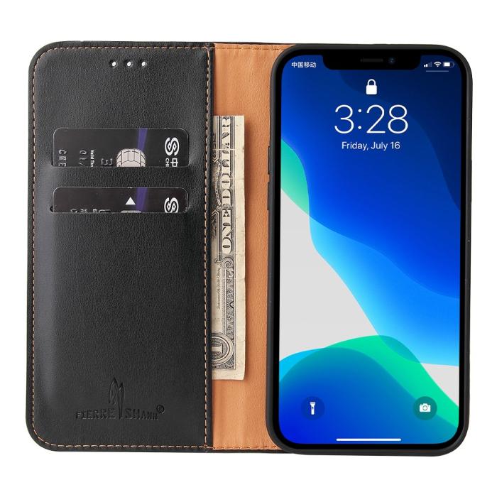 Bild 4,  iPhone 13 Pro - Läder Flip Fodral - Svart - Teknikhallen.se