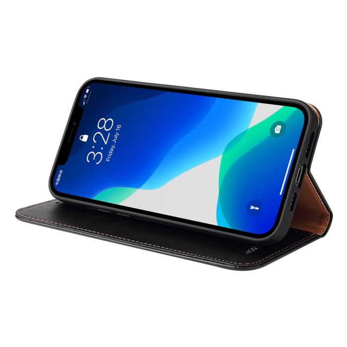 Bild 6,  iPhone 13 Pro - Läder Flip Fodral - Svart - Teknikhallen.se