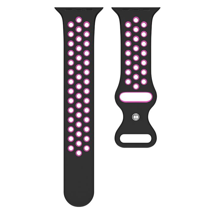 Bild 3, ColorPop Sportarmband Dual-Color Apple Watch 42/41/40/38 mm (M/L) Svart/Lila - Teknikhallen.se