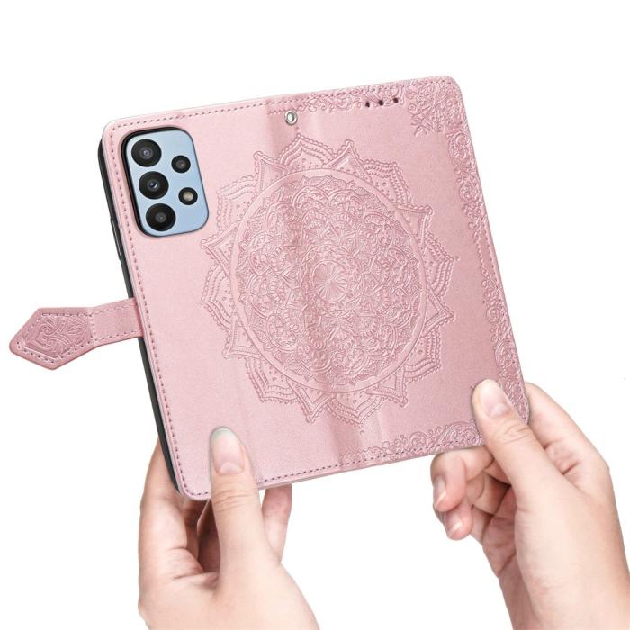 Bild 6,  Samsung Galaxy A23 5G Fodral Mandala Läder Roséguld - Teknikhallen.se