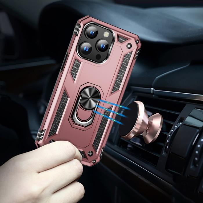 Bild 6,  iPhone 15 Pro Skal Hybrid Armor Ring Roséguld - Teknikhallen.se