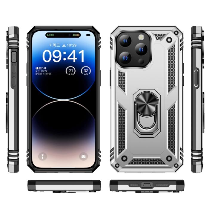 Bild 2,  iPhone 15 Pro Skal Hybrid Armor Ring Silver - Teknikhallen.se