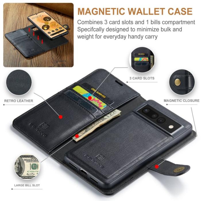 Bild 4, DG.MING DG.MING Google Pixel 7 Pro 2in1 Magnet Fodral / Skal Svart - Teknikhallen.se