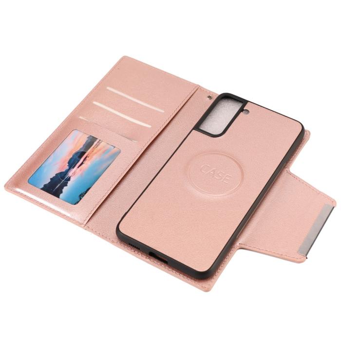Bild 5,  Samsung Galaxy S21 Plus - 2in1 Magnetiskt Plånboksfodral - Roséguld - Teknikhallen.se