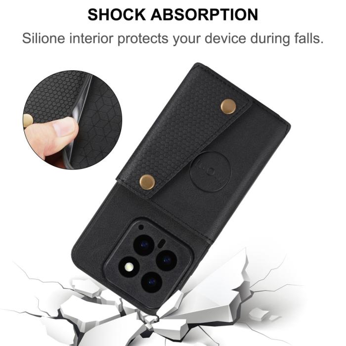 Bild 6,  Xiaomi 14 Skal Läder Med Kortfack Och Magnet Grå - Teknikhallen.se