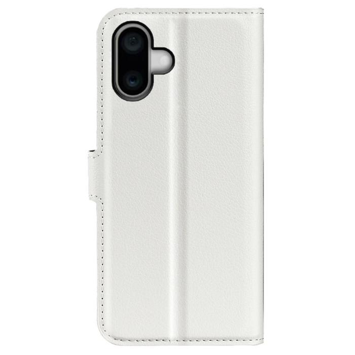 Bild 6,  iPhone 16 Plus Fodral Litchi Läder Vit - Teknikhallen.se