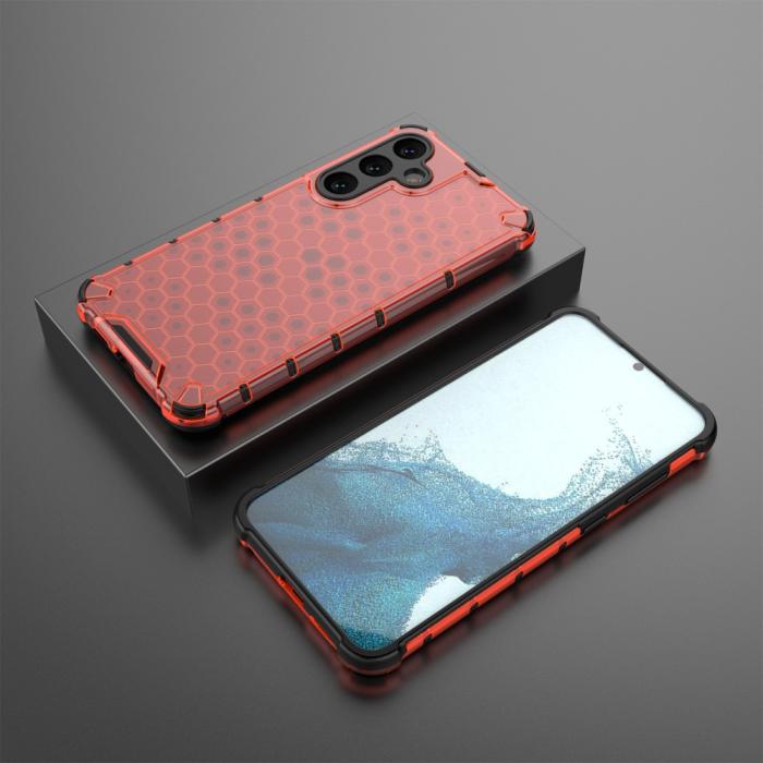 Bild 4,  Samsung Galaxy S25 Skal Hybrid Honeycomb Röd - Teknikhallen.se